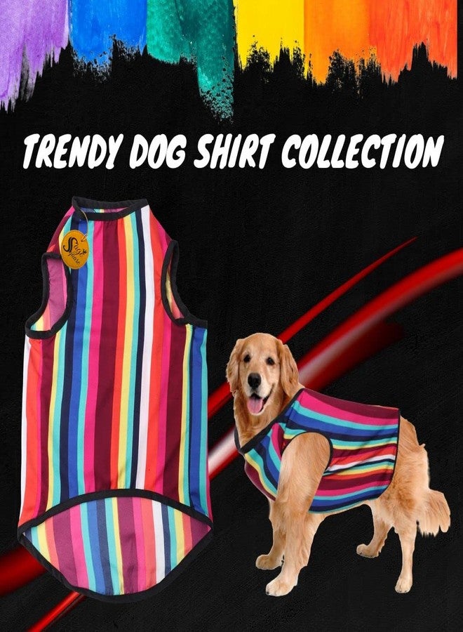 Sage Square Funky Soft Material Dog T-Shirt | Cool/Funky Print Pet | Soft Light Weight | Comfortable & Breathable Dog Clothing | Trendy Vest Outfit (XLarge - 24 inch) (Colorfull Stripes Print) - Image 2